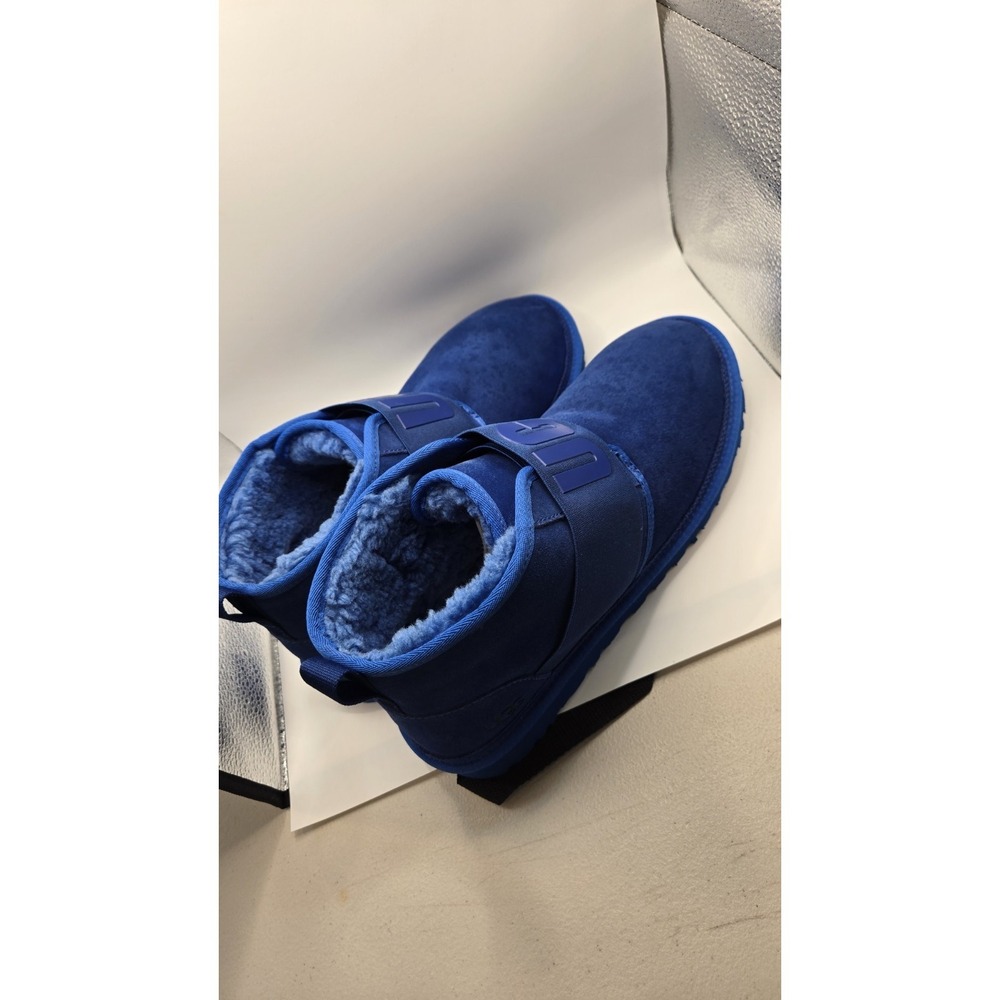 UGG Neumel Snapback Boot Blue Suede Sheepskin Mens 13 Rare Monochrome NWT - Picture 5 of 10